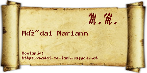 Mádai Mariann névjegykártya